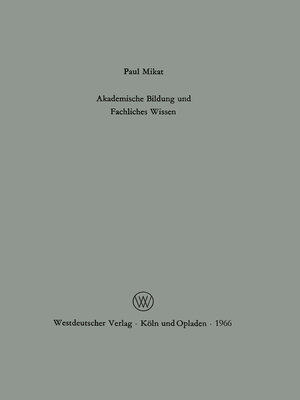 cover image of Akademische Bildung und fachliches Wissen